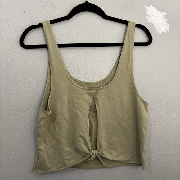 Aerie OFFLINE Will Plank For Pizza Crop Tank Top Green Tie Back Size Small - Picture 4 of 10